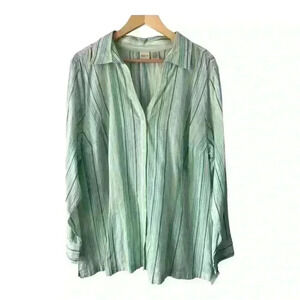NWT Merona‎ Women's Long Sleeve Button Up Multicolor Striped Cotton Top Size 22W